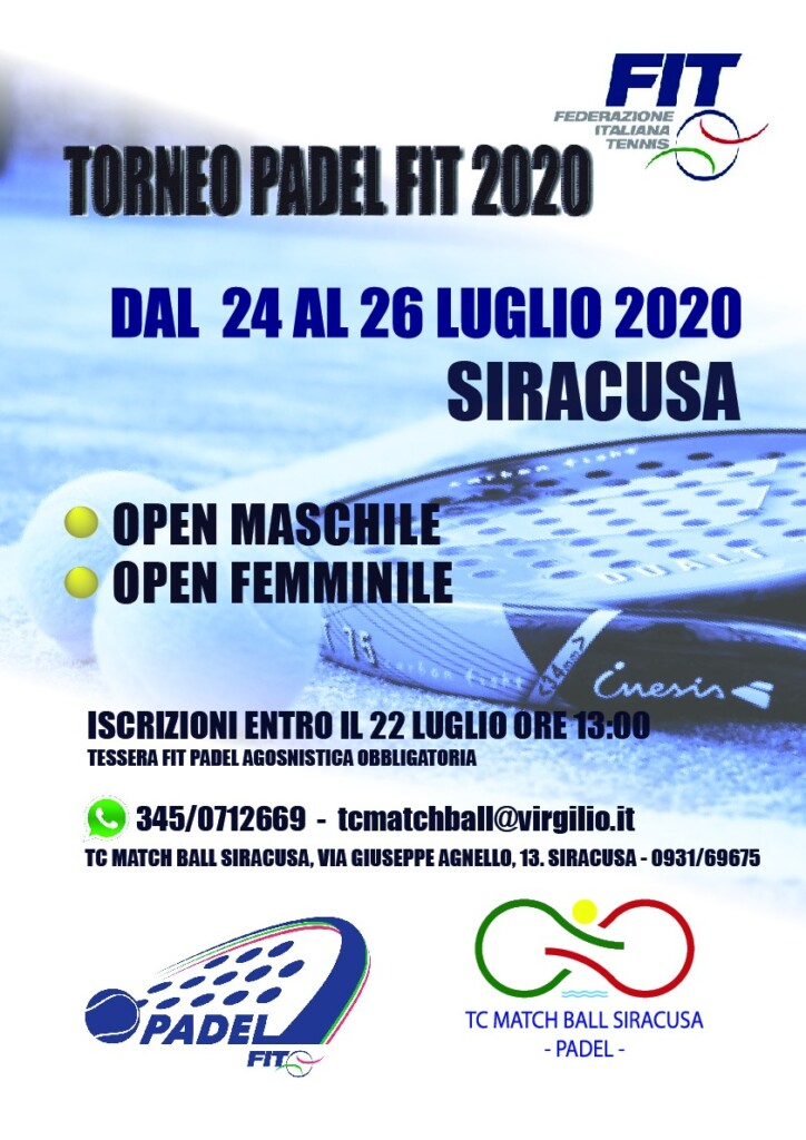 TORNEO FIT al TC Match Ball Siracusa dal 24 al 26 luglio 2020